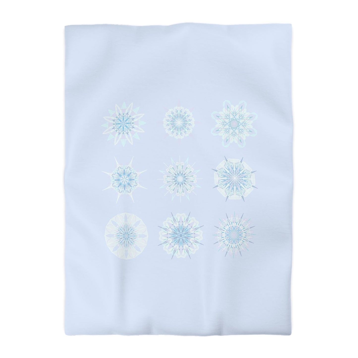 Christmas Microfiber Duvet Cover Mandala Art Drawn by Hand - Mandala on Icy Blue background - Blululi