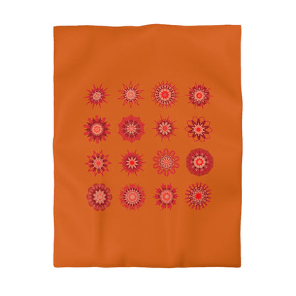 Christmas Microfiber Duvet Cover Mandala Art Drawn by Hand - Mandala on Sunset Orange background - Blululi