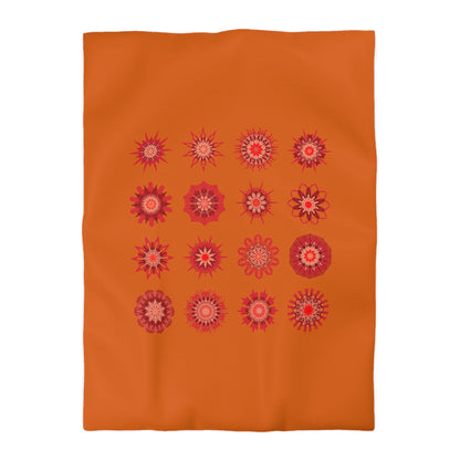 Christmas Microfiber Duvet Cover Mandala Art Drawn by Hand - Mandala on Sunset Orange background - Blululi