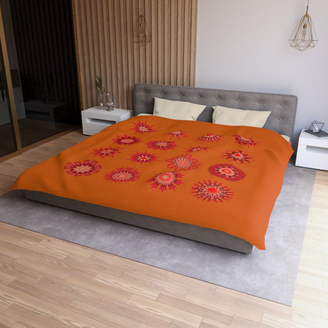 Christmas Microfiber Duvet Cover Mandala Art Drawn by Hand - Mandala on Sunset Orange background - Blululi