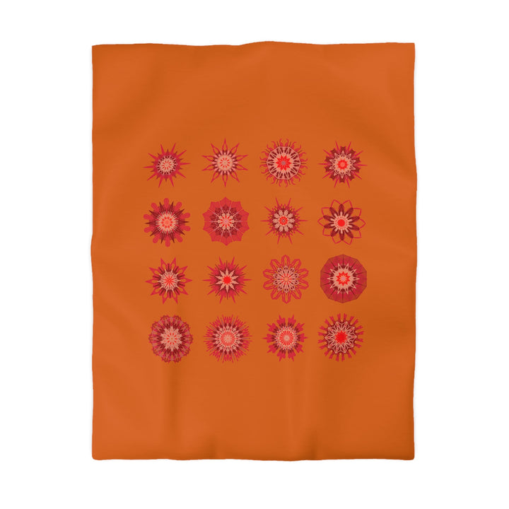 Christmas Microfiber Duvet Cover Mandala Art Drawn by Hand - Mandala on Sunset Orange background - Blululi