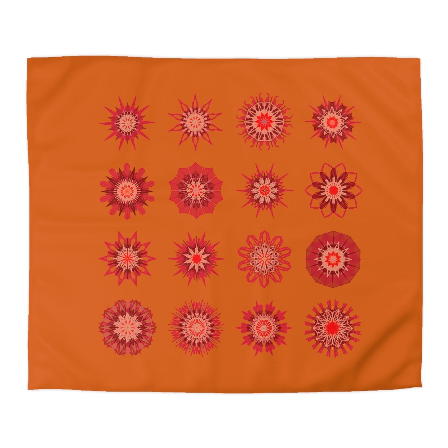 Christmas Microfiber Duvet Cover Mandala Art Drawn by Hand - Mandala on Sunset Orange background - Blululi