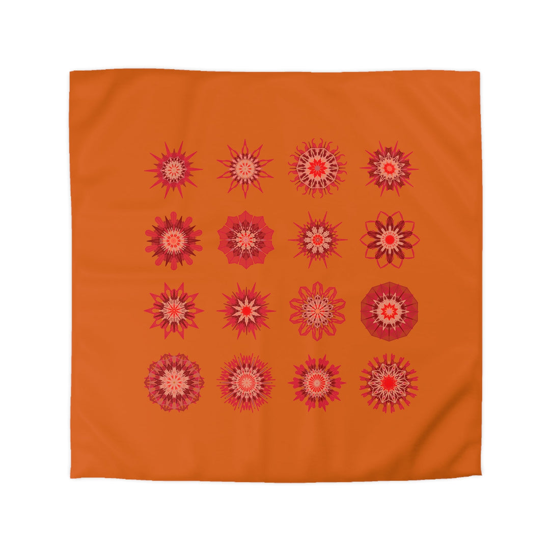 Christmas Microfiber Duvet Cover Mandala Art Drawn by Hand - Mandala on Sunset Orange background - Blululi