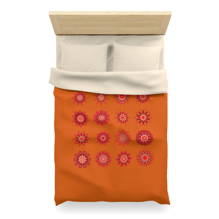 Christmas Microfiber Duvet Cover Mandala Art Drawn by Hand - Mandala on Sunset Orange background - Blululi