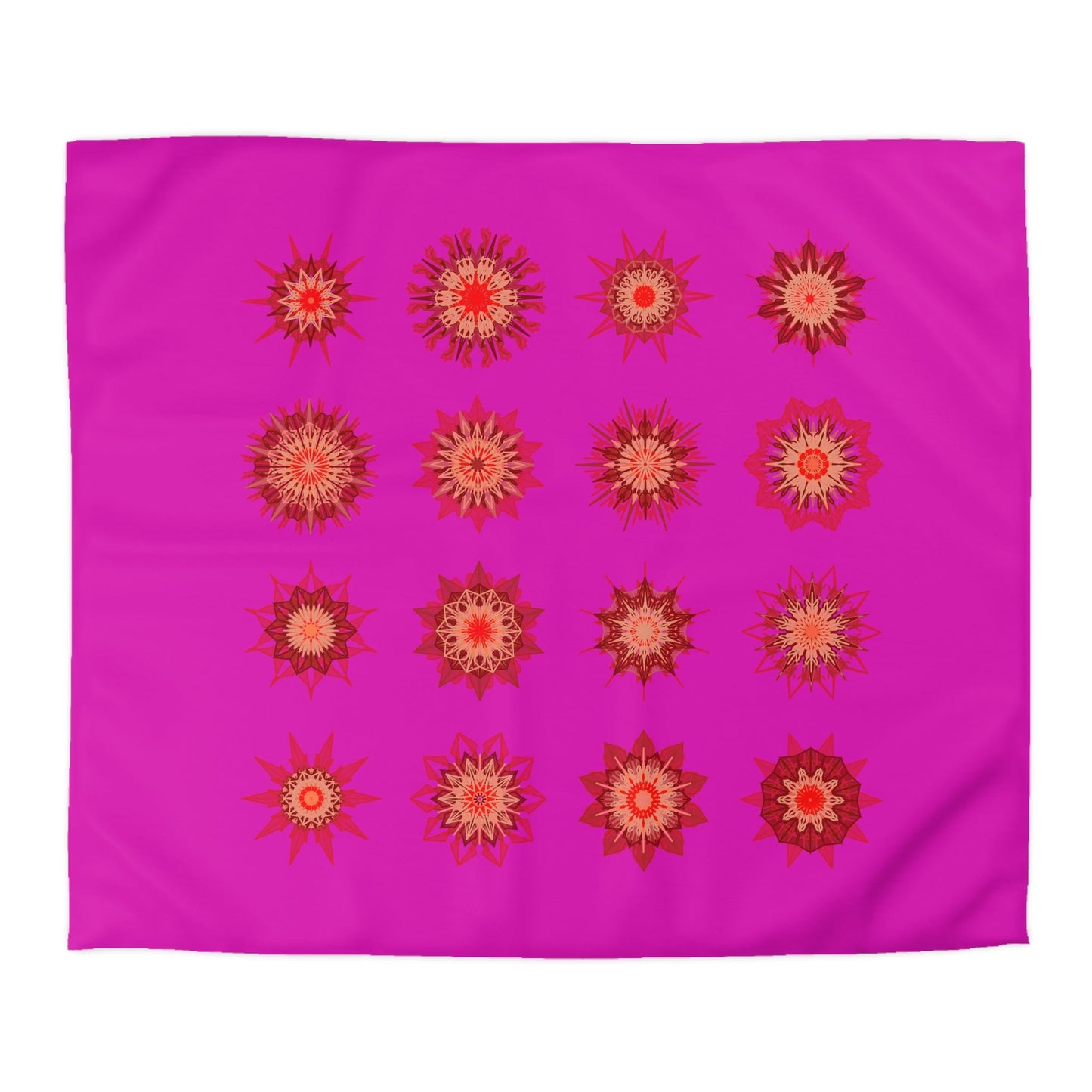 Christmas Microfiber Duvet Cover Mandala Art Drawn by Hand - Mandala on Vibrant Fuchsia background - Blululi