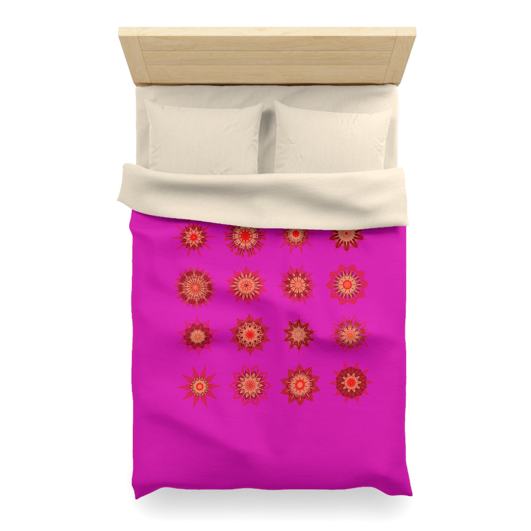 Christmas Microfiber Duvet Cover Mandala Art Drawn by Hand - Mandala on Vibrant Fuchsia background - Blululi