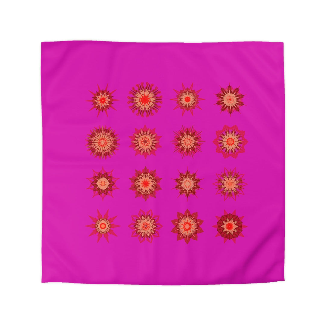 Christmas Microfiber Duvet Cover Mandala Art Drawn by Hand - Mandala on Vibrant Fuchsia background - Blululi