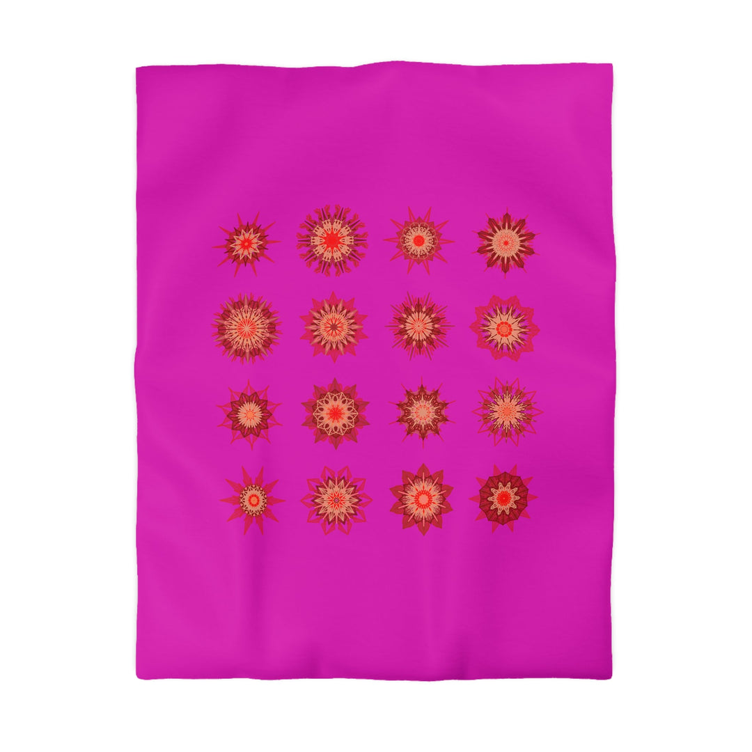 Christmas Microfiber Duvet Cover Mandala Art Drawn by Hand - Mandala on Vibrant Fuchsia background - Blululi