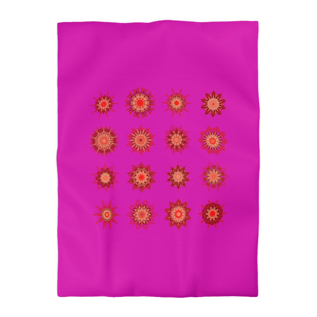 Christmas Microfiber Duvet Cover Mandala Art Drawn by Hand - Mandala on Vibrant Fuchsia background - Blululi