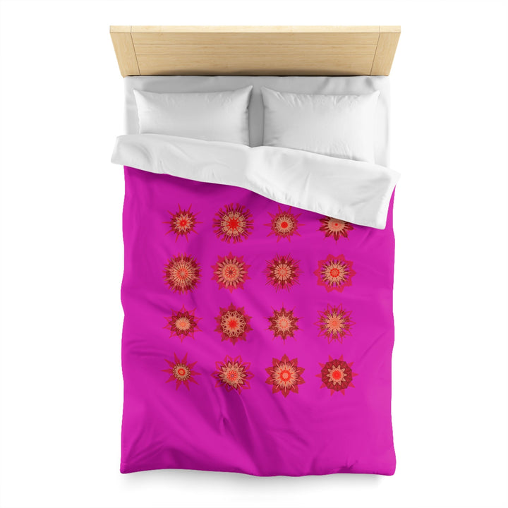 Christmas Microfiber Duvet Cover Mandala Art Drawn by Hand - Mandala on Vibrant Fuchsia background - Blululi