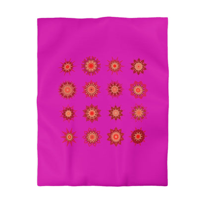 Christmas Microfiber Duvet Cover Mandala Art Drawn by Hand - Mandala on Vibrant Fuchsia background - Blululi