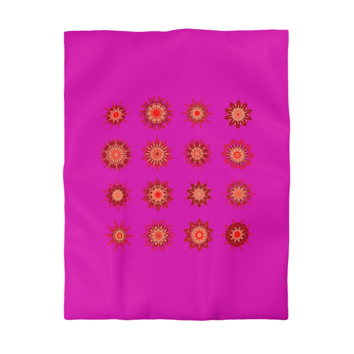 Christmas Microfiber Duvet Cover Mandala Art Drawn by Hand - Mandala on Vibrant Fuchsia background - Blululi