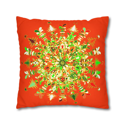 Christmas pillowcase for bed - Spun Polyester Square Pillowcase Mandala Art - Original Fine Art - Hand - drawn - Blululi