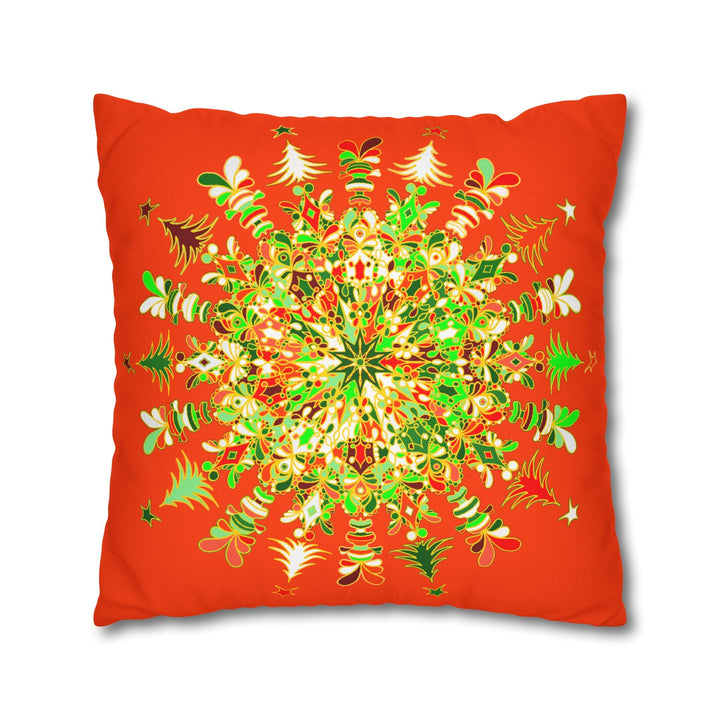 Christmas pillowcase for bed - Spun Polyester Square Pillowcase Mandala Art - Original Fine Art - Hand - drawn - Blululi