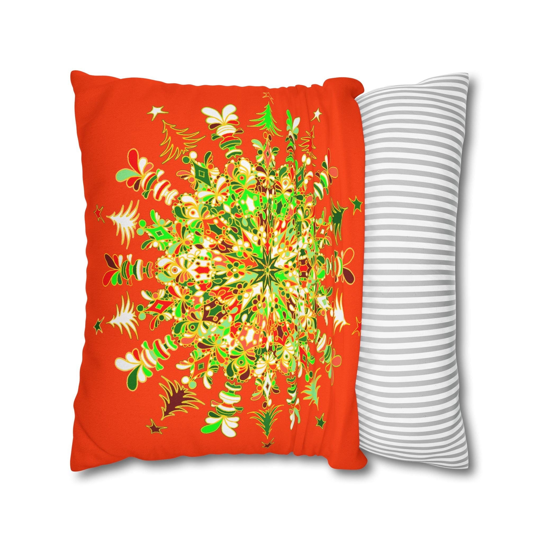 Christmas pillowcase for bed - Spun Polyester Square Pillowcase Mandala Art - Original Fine Art - Hand - drawn - Blululi