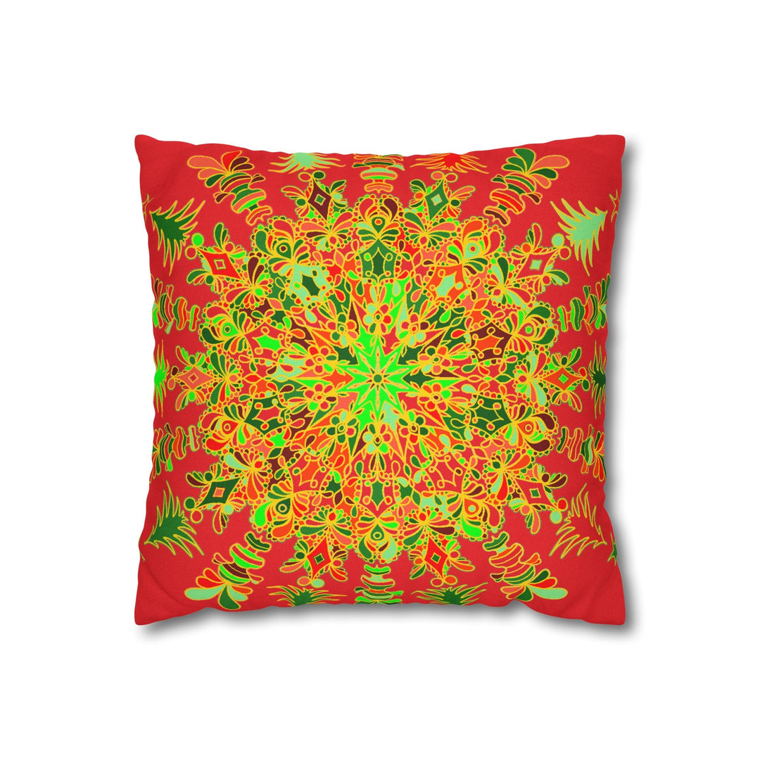 Christmas pillowcase for bed - Spun Polyester Square Pillowcase Mandala Art - Original Fine Art - Hand - drawn - Blululi