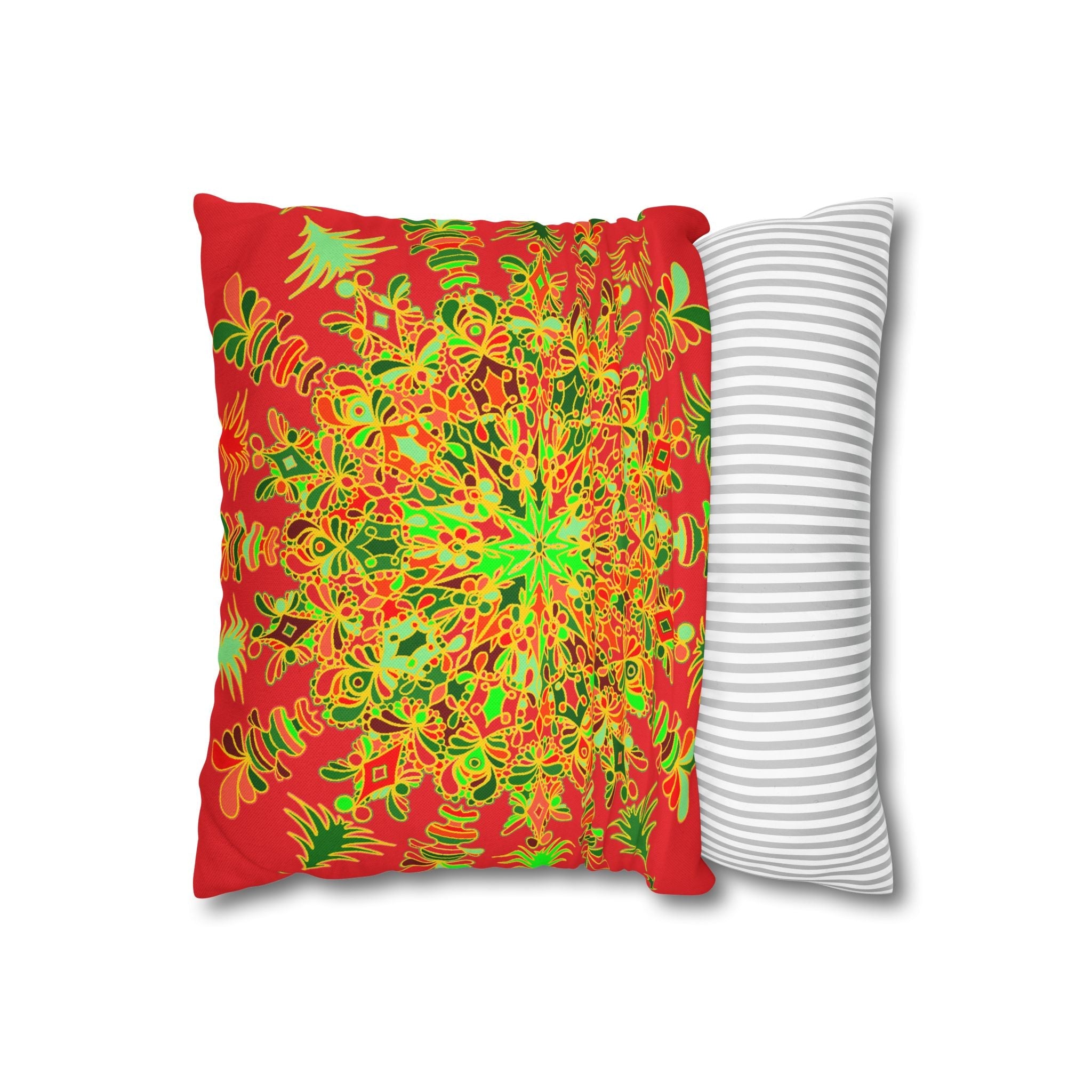 Christmas pillowcase for bed - Spun Polyester Square Pillowcase Mandala Art - Original Fine Art - Hand - drawn - Blululi