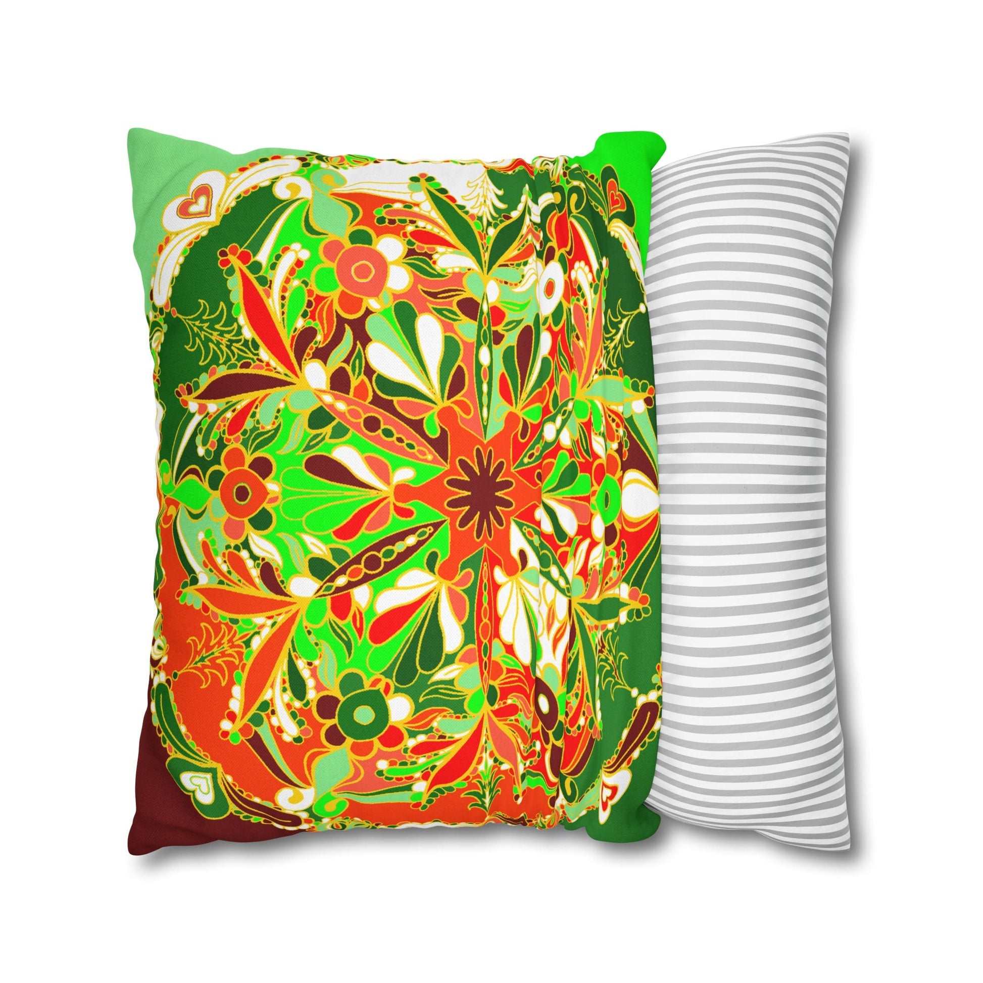 Christmas pillowcase for bed - Spun Polyester Square Pillowcase Mandala Art - Original Fine Art - Hand - drawn - Blululi