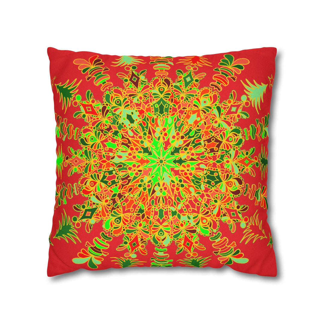 Christmas pillowcase for bed - Spun Polyester Square Pillowcase Mandala Art - Original Fine Art - Hand - drawn - Blululi