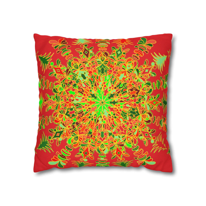 Christmas pillowcase for bed - Spun Polyester Square Pillowcase Mandala Art - Original Fine Art - Hand - drawn - Blululi