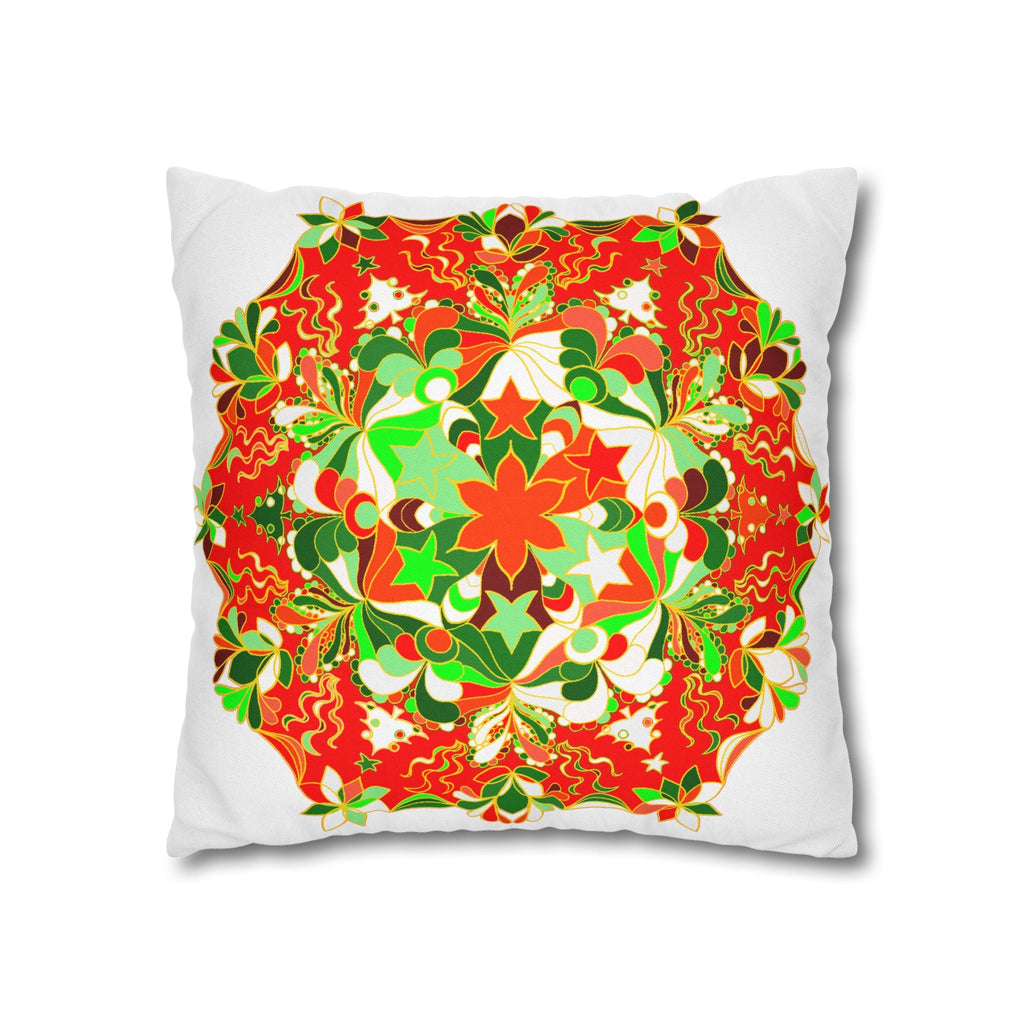 Christmas pillowcase for bed - Spun Polyester Square Pillowcase Mandala Art - Original Fine Art - Hand - drawn - Blululi