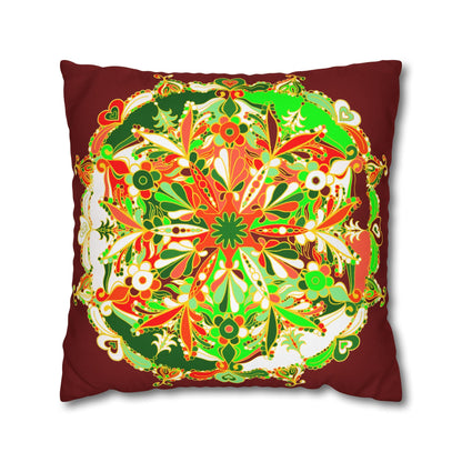 Christmas pillowcase for bed - Spun Polyester Square Pillowcase Mandala Art - Original Fine Art - Hand - drawn - Blululi