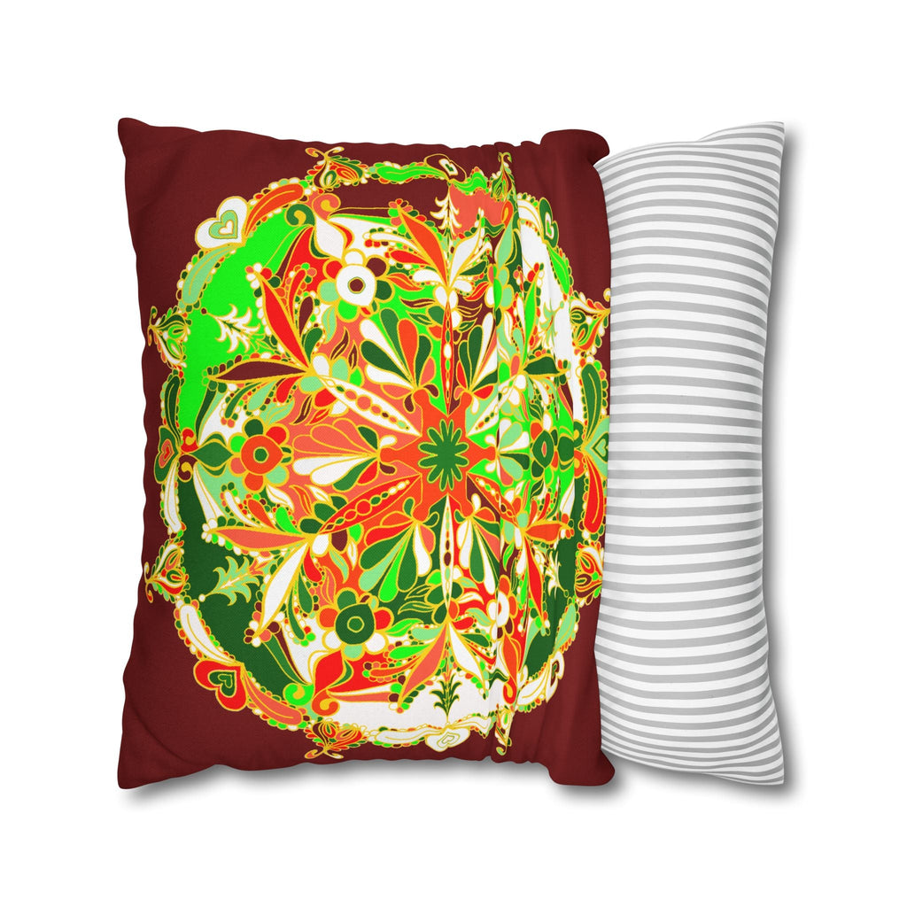 Christmas pillowcase for bed - Spun Polyester Square Pillowcase Mandala Art - Original Fine Art - Hand - drawn - Blululi