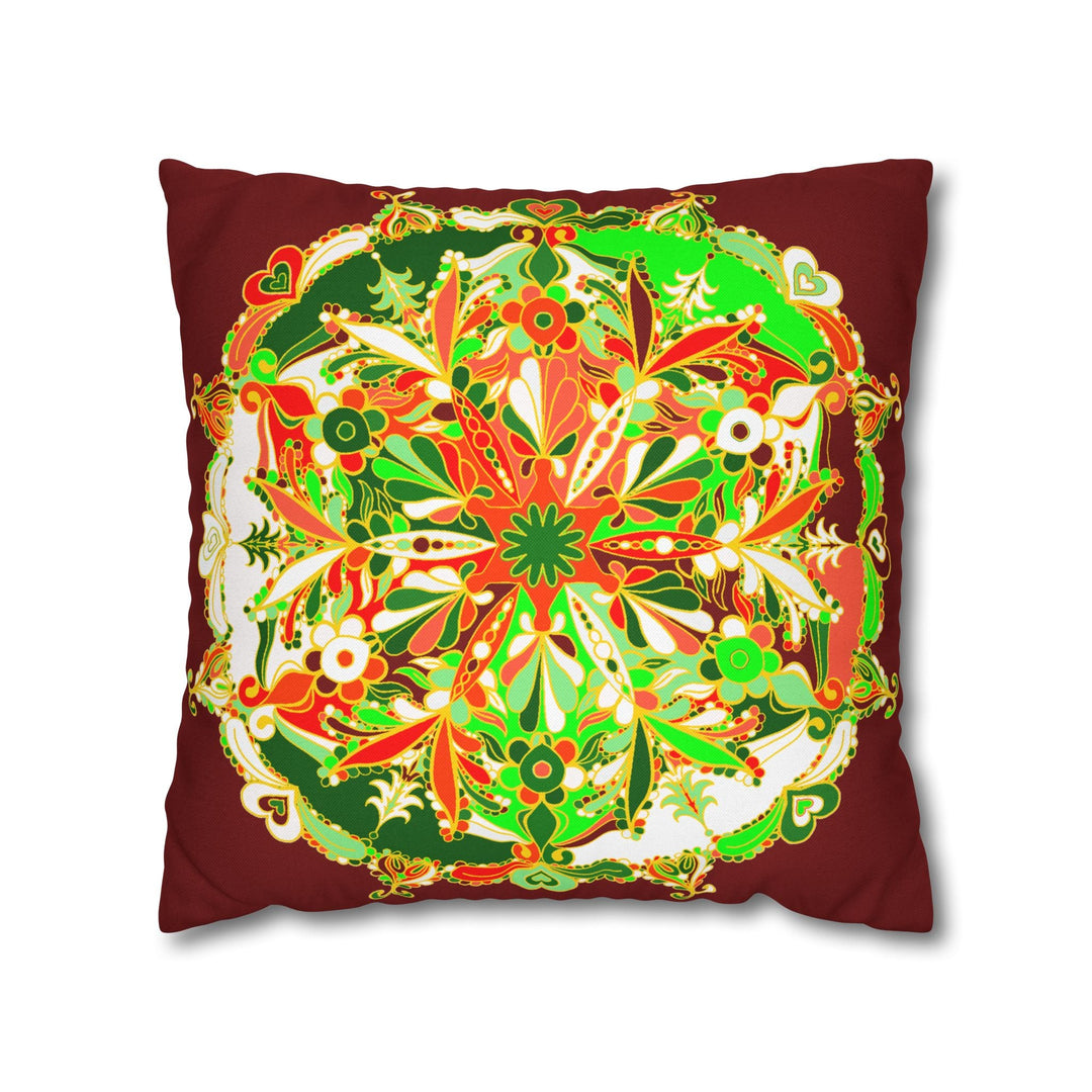 Christmas pillowcase for bed - Spun Polyester Square Pillowcase Mandala Art - Original Fine Art - Hand - drawn - Blululi