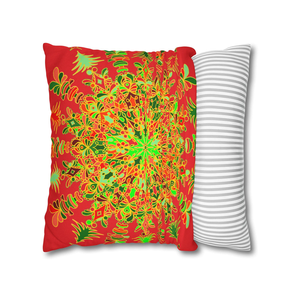 Christmas pillowcase for bed - Spun Polyester Square Pillowcase Mandala Art - Original Fine Art - Hand - drawn - Blululi