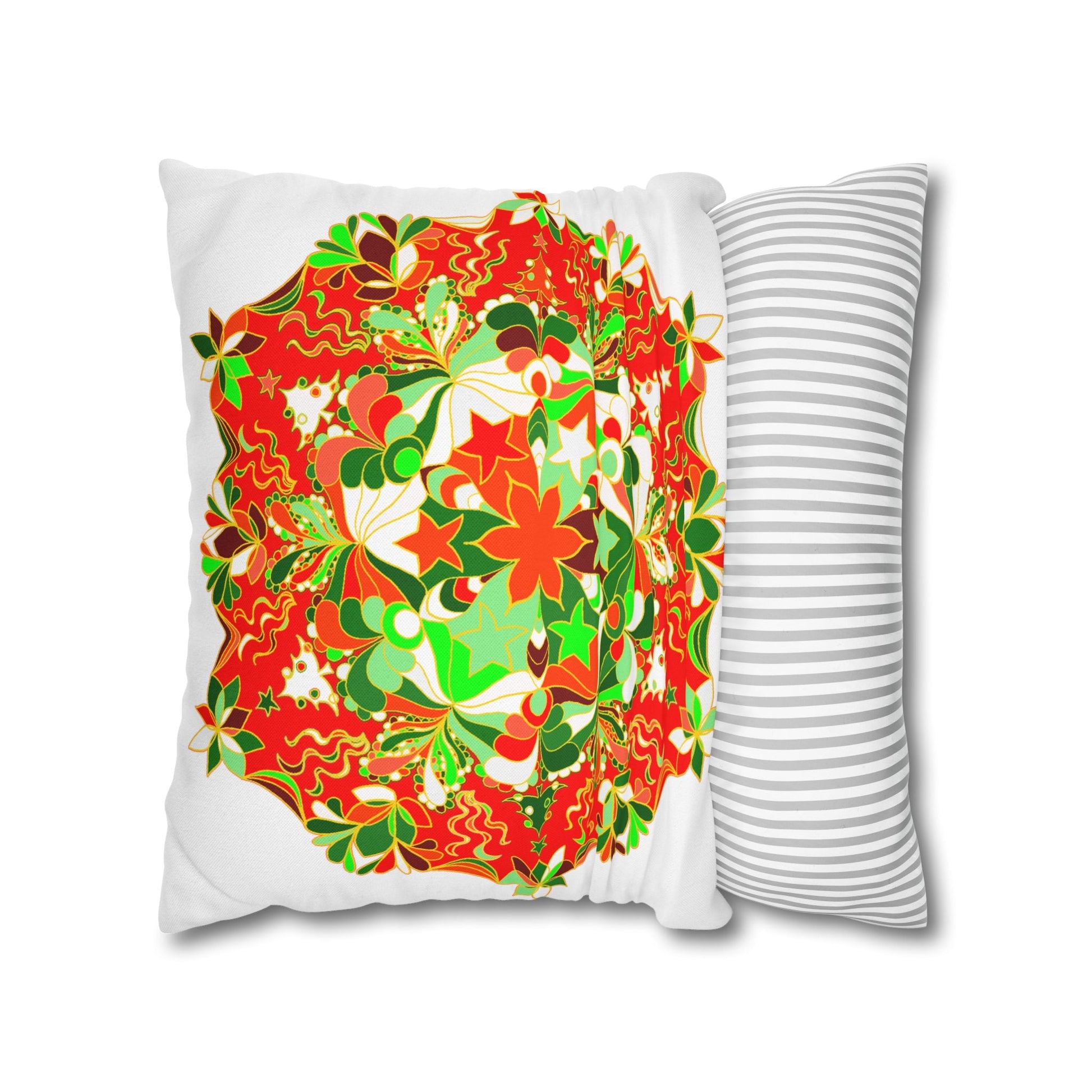 Christmas pillowcase for bed - Spun Polyester Square Pillowcase Mandala Art - Original Fine Art - Hand - drawn - Blululi