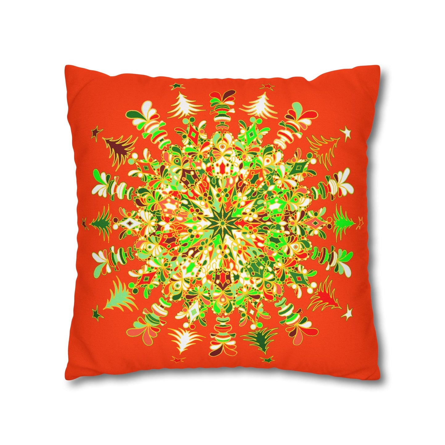 Christmas pillowcase for bed - Spun Polyester Square Pillowcase Mandala Art - Original Fine Art - Hand - drawn - Blululi