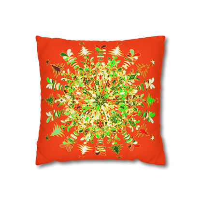 Christmas pillowcase for bed - Spun Polyester Square Pillowcase Mandala Art - Original Fine Art - Hand - drawn - Blululi