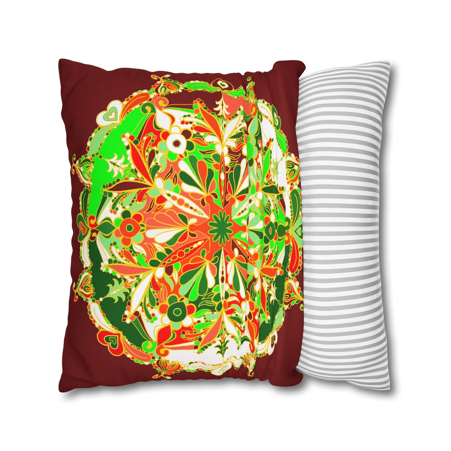 Christmas pillowcase for bed - Spun Polyester Square Pillowcase Mandala Art - Original Fine Art - Hand - drawn - Blululi