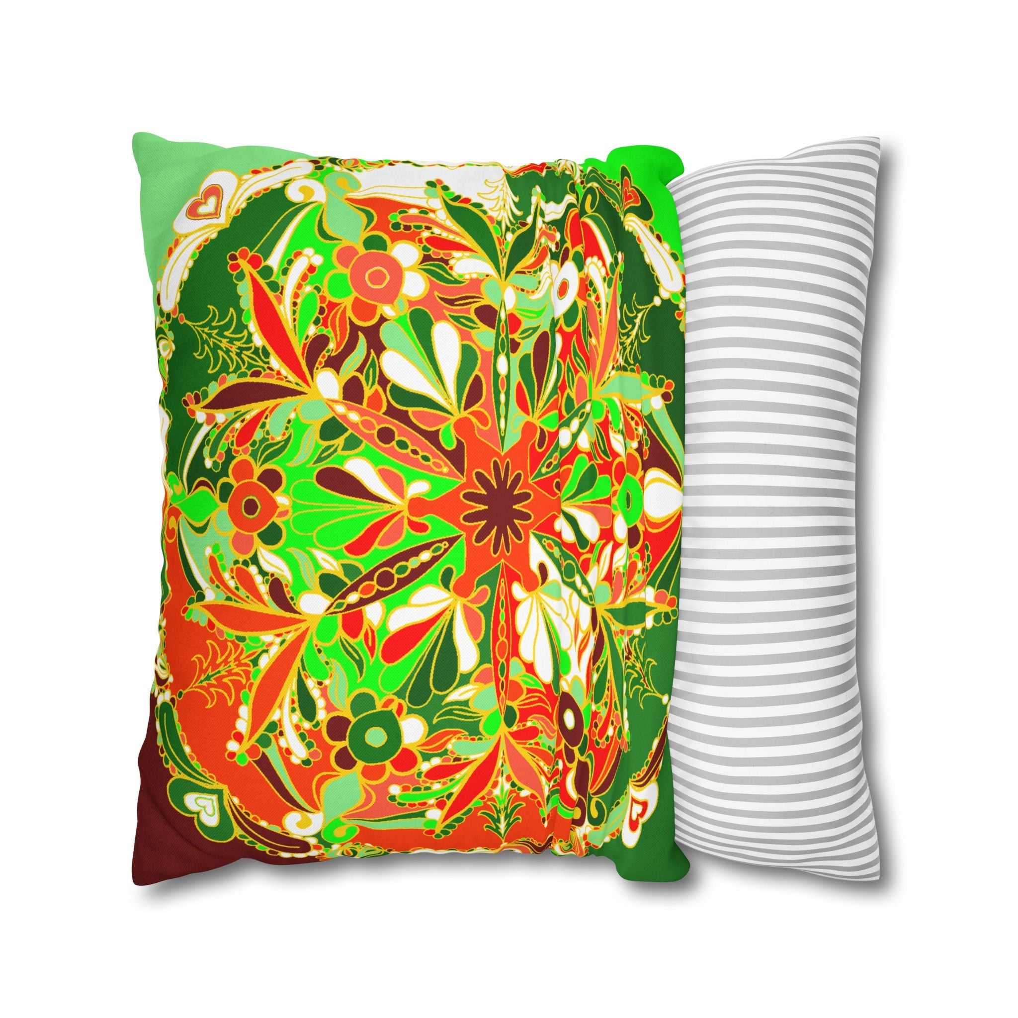 Christmas pillowcase for bed - Spun Polyester Square Pillowcase Mandala Art - Original Fine Art - Hand - drawn - Blululi