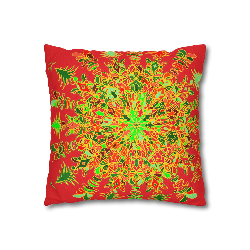 Christmas pillowcase for bed - Spun Polyester Square Pillowcase Mandala Art - Original Fine Art - Hand - drawn - Blululi