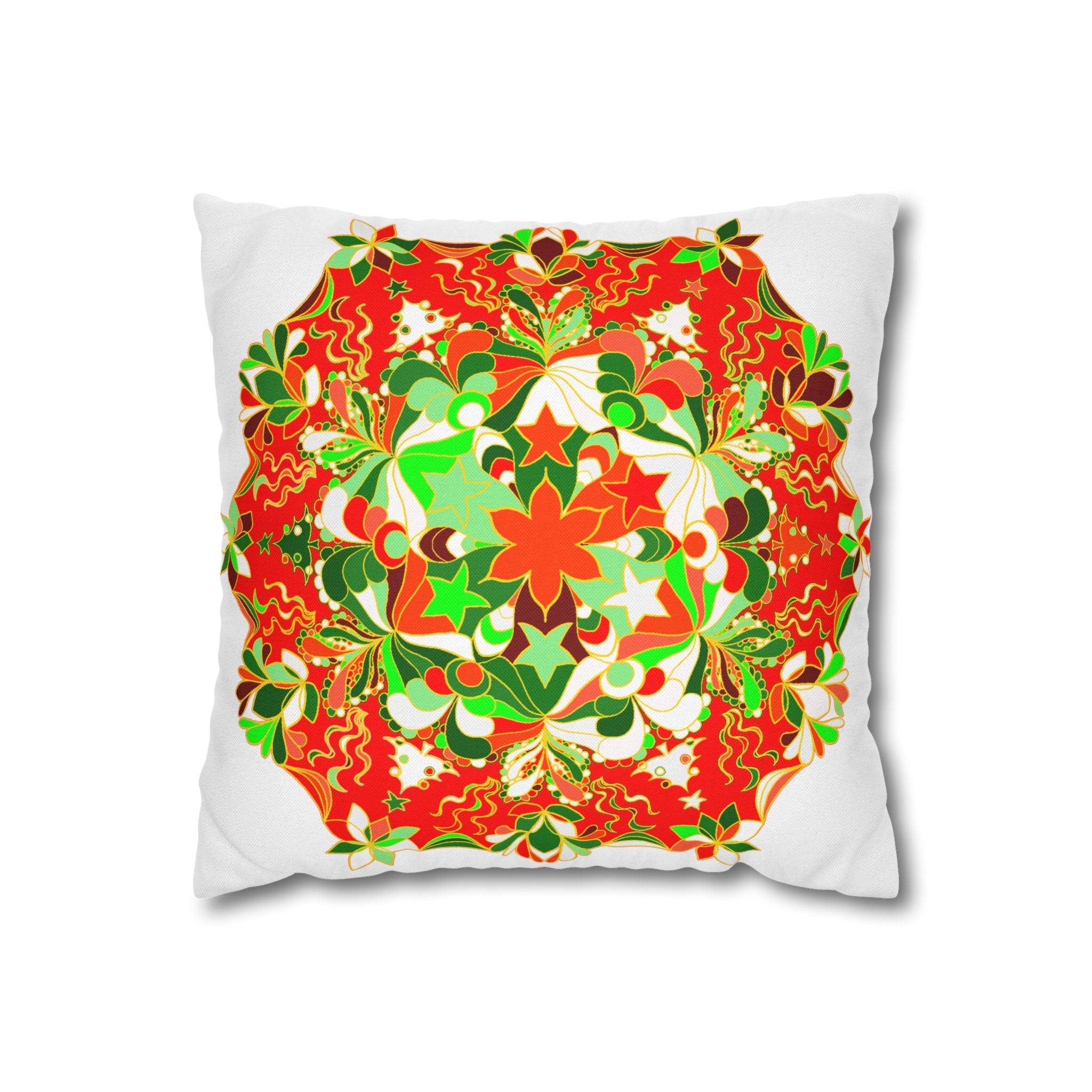 Christmas pillowcase for bed - Spun Polyester Square Pillowcase Mandala Art - Original Fine Art - Hand - drawn - Blululi