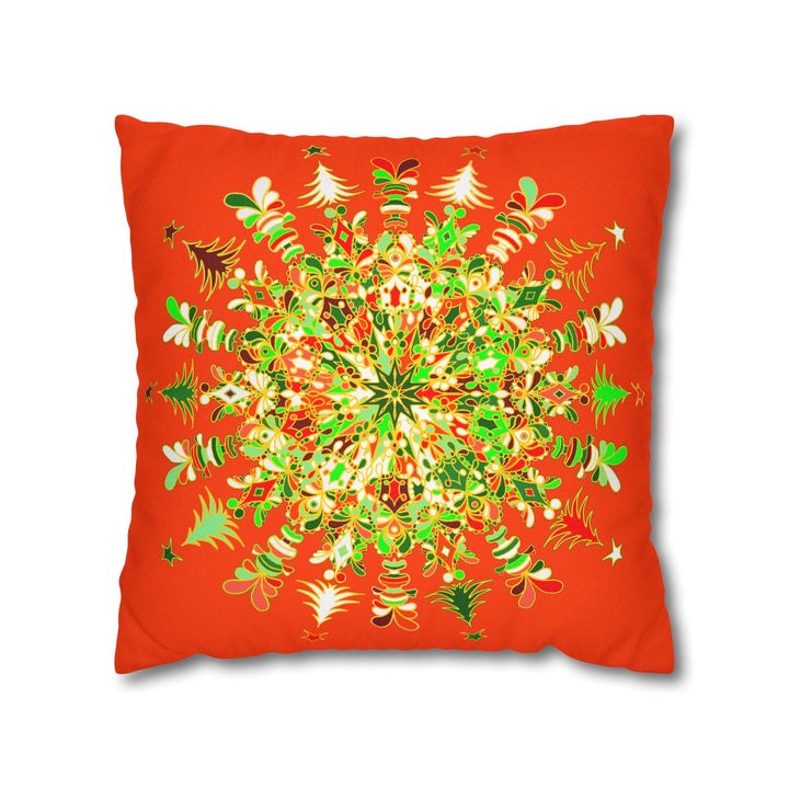 Christmas pillowcase for bed - Spun Polyester Square Pillowcase Mandala Art - Original Fine Art - Hand - drawn - Blululi