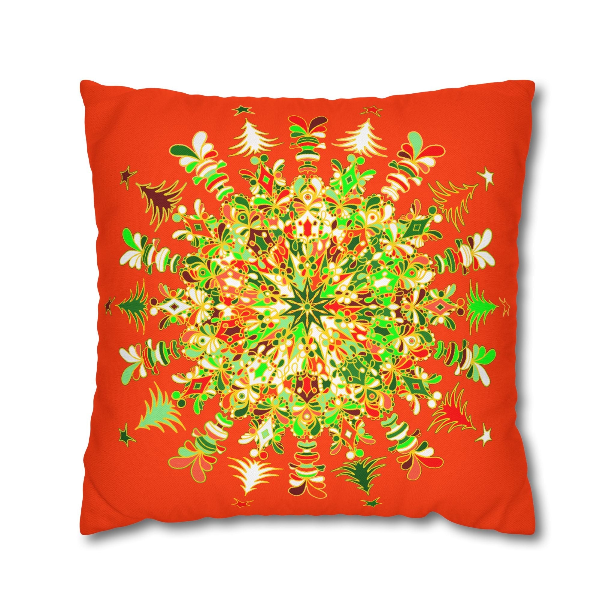 Christmas pillowcase for bed - Spun Polyester Square Pillowcase Mandala Art - Original Fine Art - Hand - drawn - Blululi