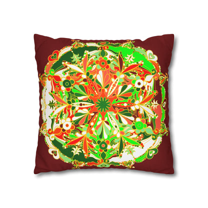 Christmas pillowcase for bed - Spun Polyester Square Pillowcase Mandala Art - Original Fine Art - Hand - drawn - Blululi