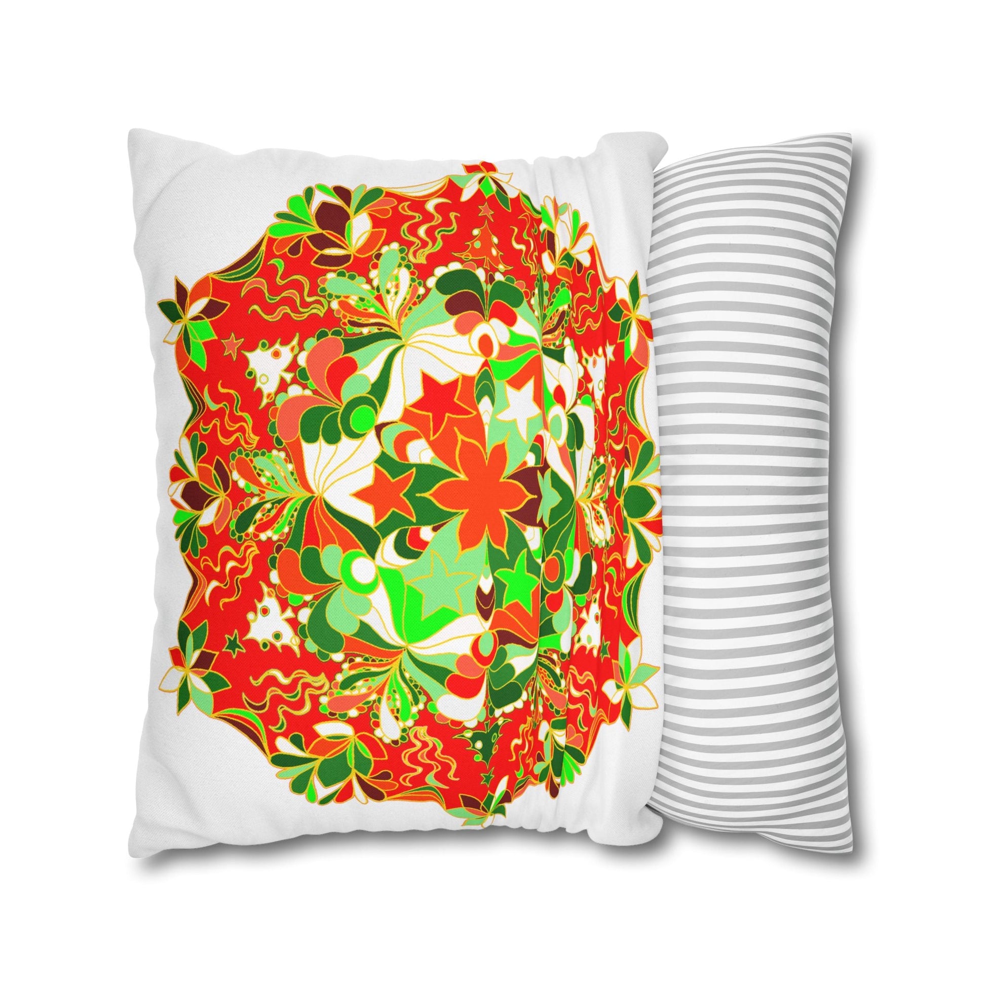 Christmas pillowcase for bed - Spun Polyester Square Pillowcase Mandala Art - Original Fine Art - Hand - drawn - Blululi