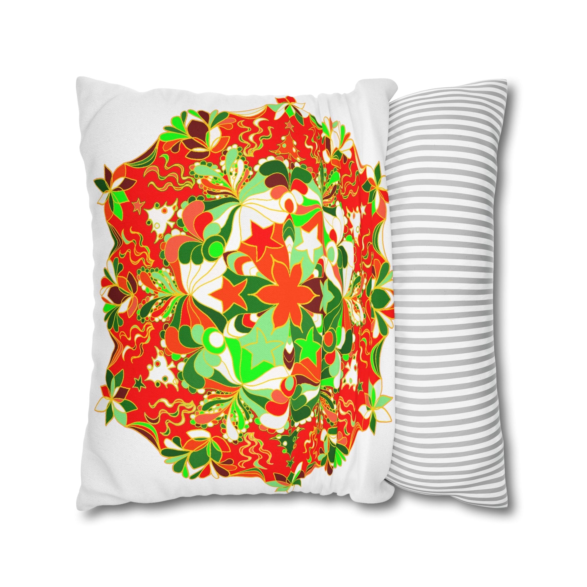 Christmas pillowcase for bed - Spun Polyester Square Pillowcase Mandala Art - Original Fine Art - Hand - drawn - Blululi