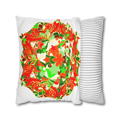 Christmas pillowcase for bed - Spun Polyester Square Pillowcase Mandala Art - Original Fine Art - Hand - drawn - Blululi