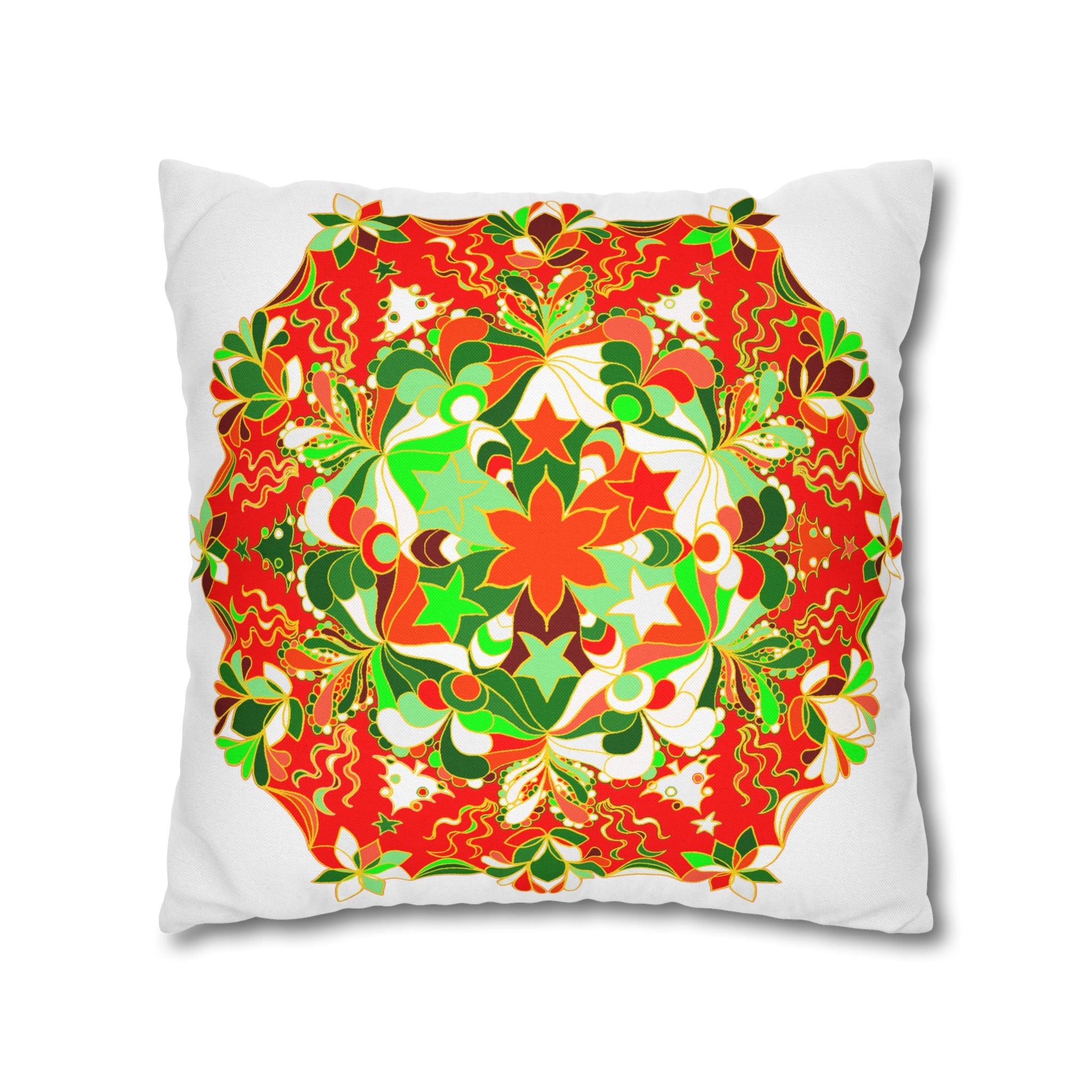 Christmas pillowcase for bed - Spun Polyester Square Pillowcase Mandala Art - Original Fine Art - Hand - drawn - Blululi