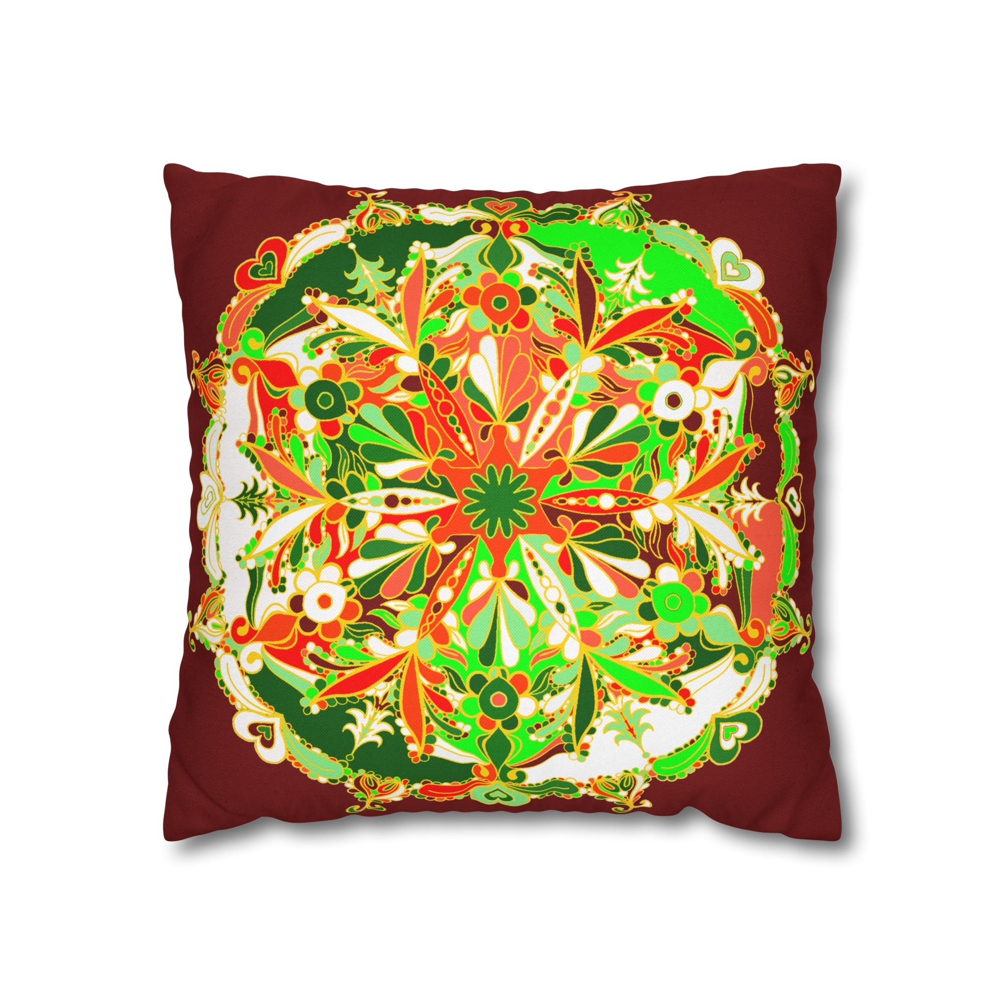 Christmas pillowcase for bed - Spun Polyester Square Pillowcase Mandala Art - Original Fine Art - Hand - drawn - Blululi