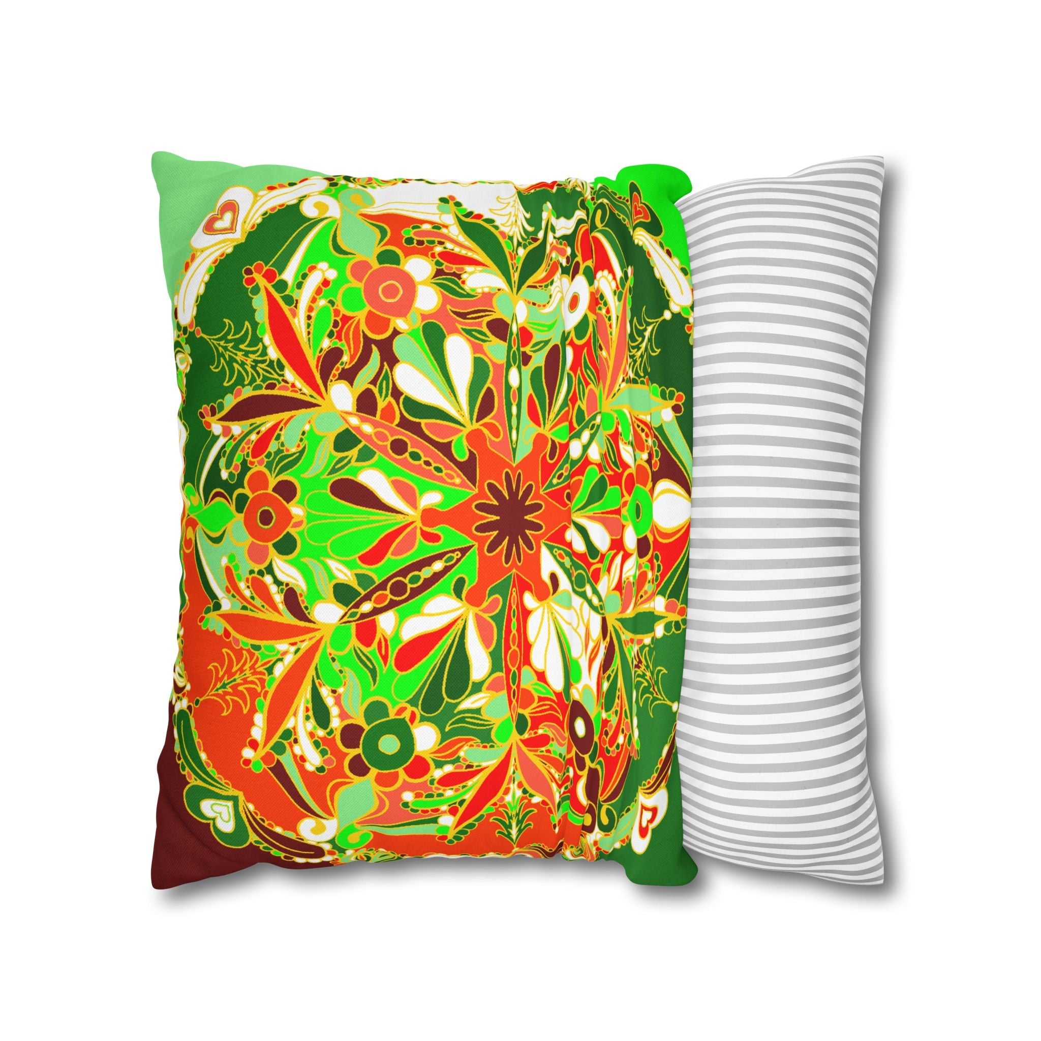 Christmas pillowcase for bed - Spun Polyester Square Pillowcase Mandala Art - Original Fine Art - Hand - drawn - Blululi