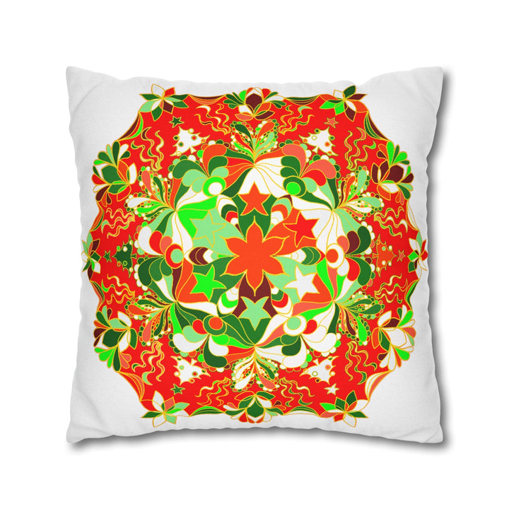 Christmas pillowcase for bed - Spun Polyester Square Pillowcase Mandala Art - Original Fine Art - Hand - drawn - Blululi