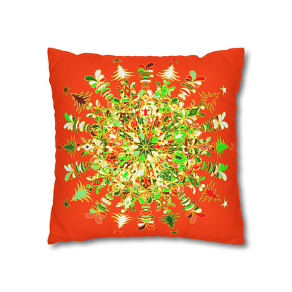 Christmas pillowcase for bed - Spun Polyester Square Pillowcase Mandala Art - Original Fine Art - Hand - drawn - Blululi