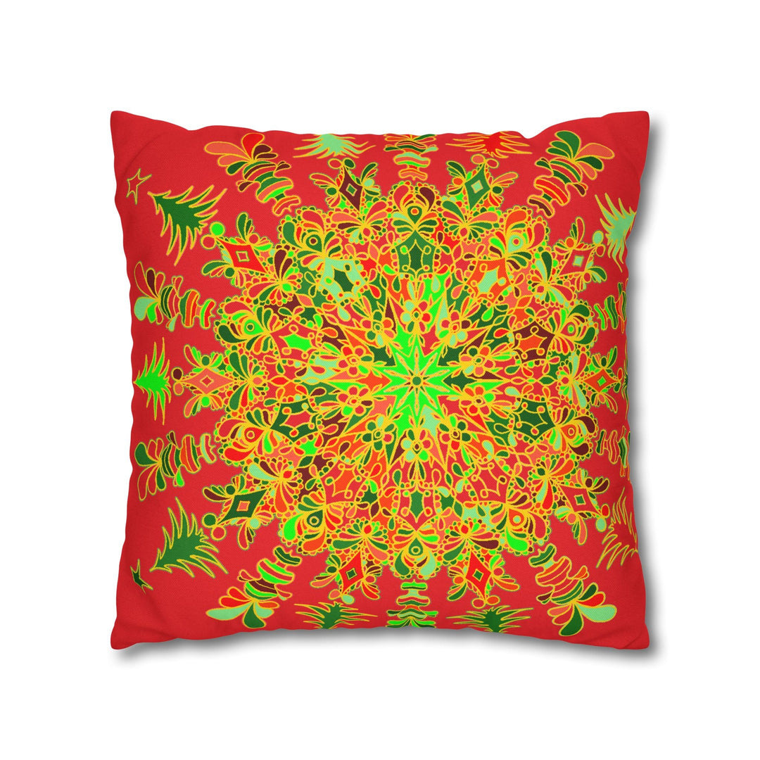 Christmas pillowcase for bed - Spun Polyester Square Pillowcase Mandala Art - Original Fine Art - Hand - drawn - Blululi