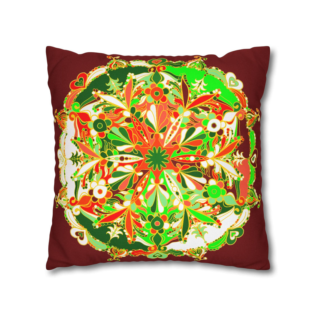 Christmas pillowcase for bed - Spun Polyester Square Pillowcase Mandala Art - Original Fine Art - Hand - drawn - Blululi