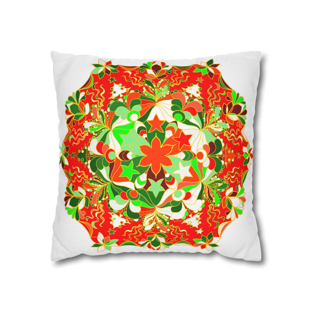 Christmas pillowcase for bed - Spun Polyester Square Pillowcase Mandala Art - Original Fine Art - Hand - drawn - Blululi